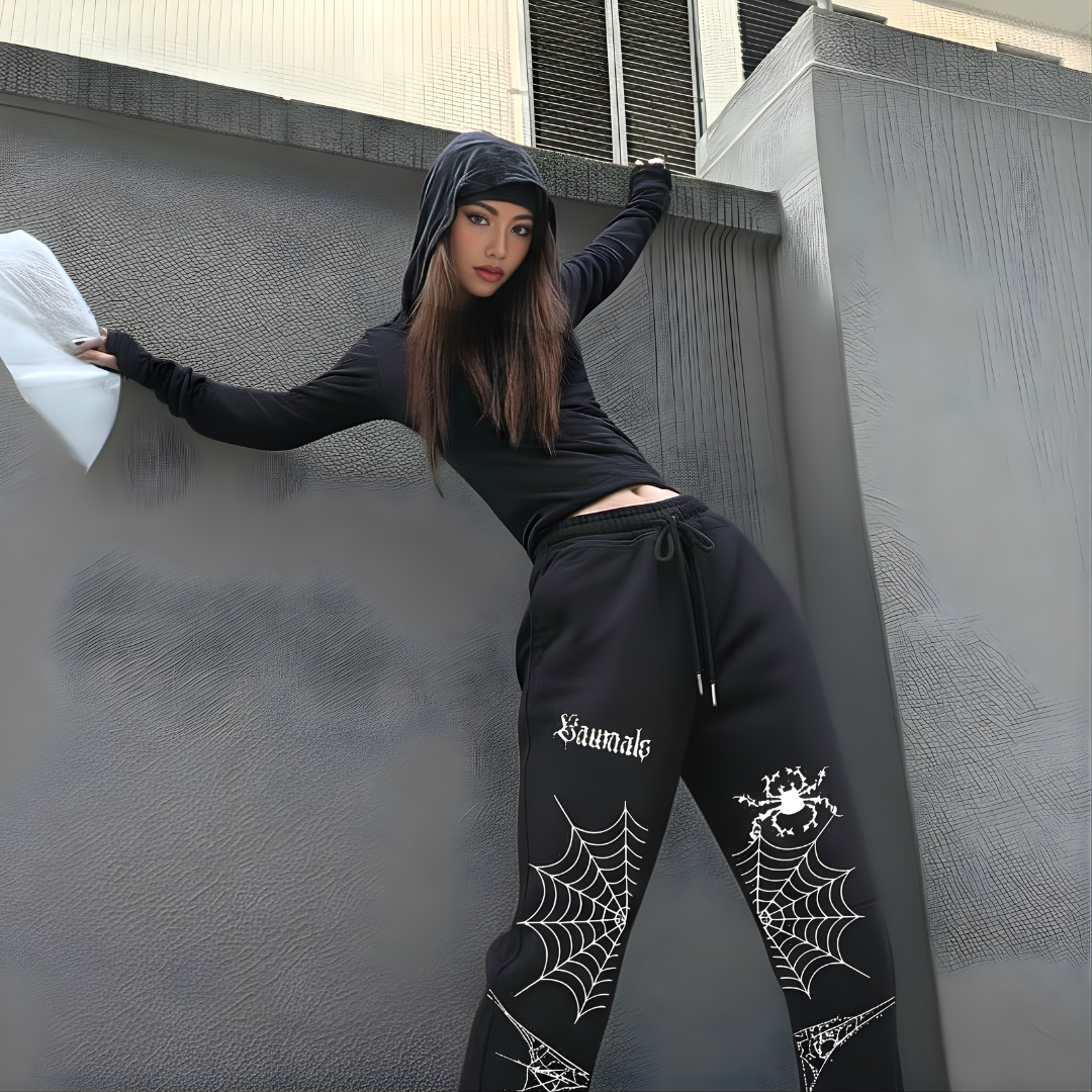 Gothic  Web  Printed SweatPants